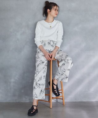 23区 L 【SLOW/洗える】ミドルフライスジャージー ロングTシャツ ホワイト系