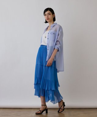 GRACE CONTINENTAL イレギュラープリーツスカート ブルー
