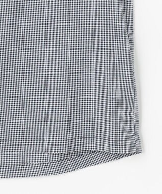 J.PRESS LADIES リネンminiチェック バンドカラー ブラウス ネイビーギンガム系