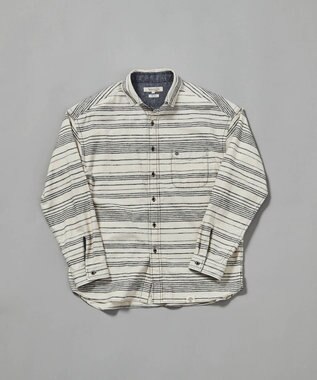 JOSEPH ABBOUD MOUNTAIN 【SPACE／UNISEX】OGスラブシャンブレーマルチボーダー シャツ ホワイト系1