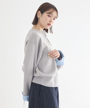 earth music&ecology フェイクレイヤードカーディガン Light Gray