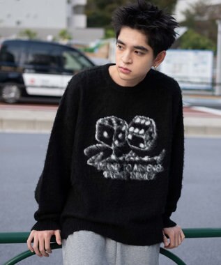 WEGO 【ユニセックス着用ITEM/MLサイズ展開】シャギーグラフィックプルオーバー ブラック