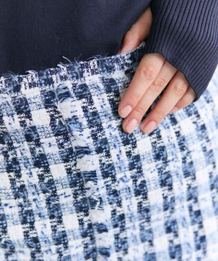 BEIGE， BERYL / ファンシーツイード Iラインスカート Navy Mix