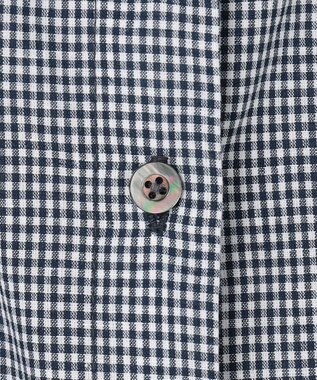 J.PRESS LADIES リネンminiチェック バンドカラー ブラウス ネイビーギンガム系