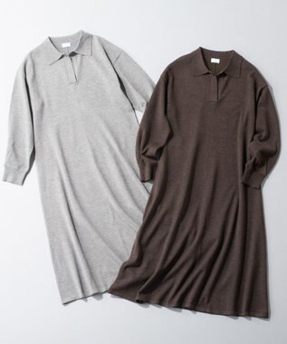 組曲 【加藤ローサさん着用】スキッパーニット ワンピース ダークブラウン系