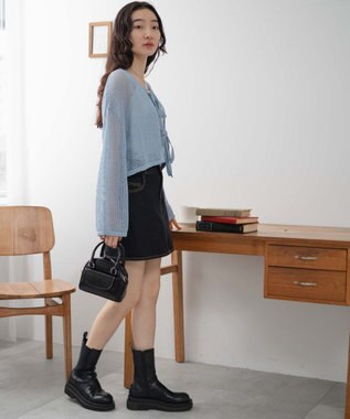 WEGO メッシュニットカーデ サックス