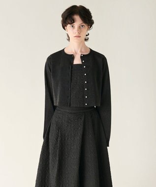 GRACE CONTINENTAL ラメシアーショートニットカーディガン ブラック