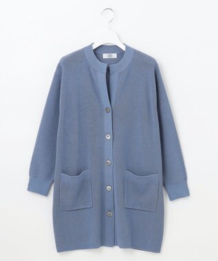 J.PRESS LADIES 【洗える】 ガスコットンアウター キーネック カーディガン ダルブルー系