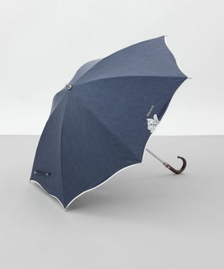 AURORA 【 NINA RICCI（ニナリッチ）】アップリケ刺しゅう/パイピング晴雨兼用傘（2段スライドショート傘） ネイビー