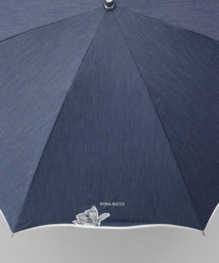 AURORA 【 NINA RICCI（ニナリッチ）】アップリケ刺しゅう/パイピング晴雨兼用傘（2段スライドショート傘） ネイビー