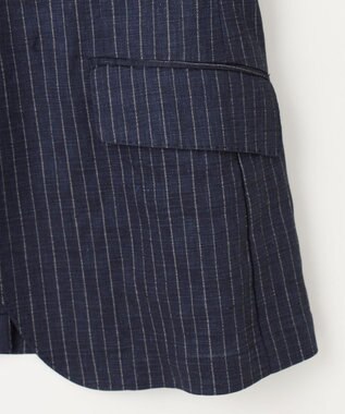 JOSEPH ABBOUD 【清涼/軽量/ストレッチ】ミックスリネンストライプジャケット ネイビー系1