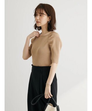 Green Parks 袖ギャザーラグランニットプルオーバー Beige