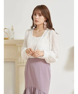 earth music&ecology ＳＥＴ２点カットジャカードカーディガン＋ビスチェ Off White