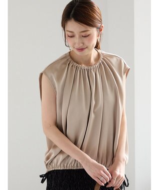 Te chichi サテンサイドリボンブラウス ベージュ
