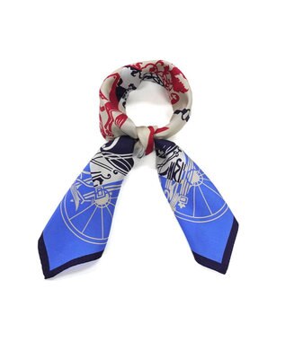 Marca 【Marcaオリジナル】色面シルエット馬車 小判スカーフ シルクツイル トリコロール