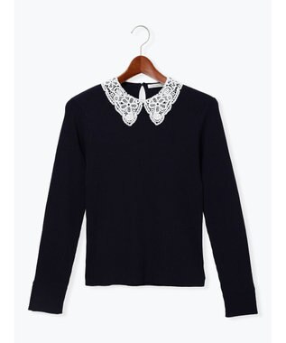 Te chichi ケミカルレースカラーリブニット ネイビー