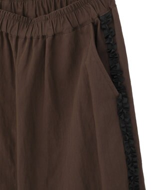 Green Parks ■ESCAR サイドミニフリルワイドパンツ Brown