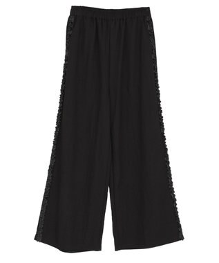Green Parks ■ESCAR サイドミニフリルワイドパンツ Black