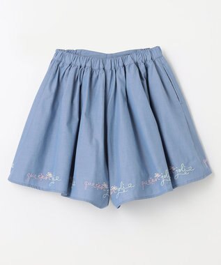 ANY KIDS 刺繍 キュロット デニムブルー×ロゴ