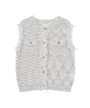 CRAFT STANDARD BOUTIQUE フリンジノースリーブニットプルオーバー Light Gray Mixture