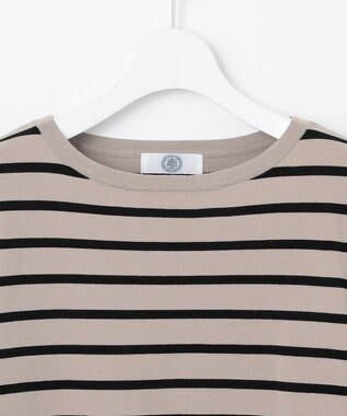 J.PRESS LADIES L 【洗える】VIGODA ボーダー ニット モカ×ブラック系