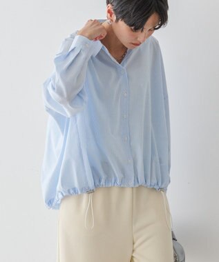 AMERICAN HOLIC シアードローコードシャツ Stripe Sax