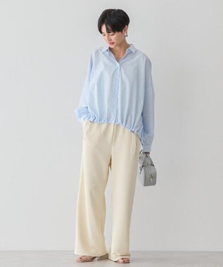 AMERICAN HOLIC シアードローコードシャツ Stripe Sax