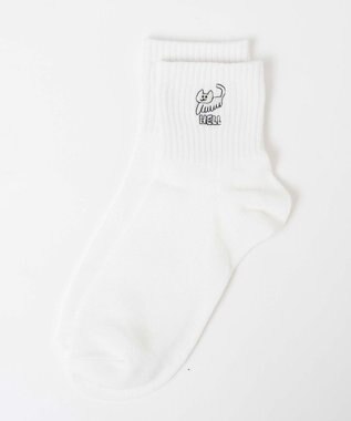 WEGO クレイジー刺繍アンクルソックス ホワイト
