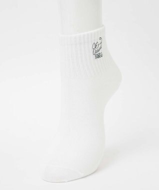 WEGO クレイジー刺繍アンクルソックス ホワイト