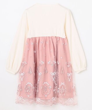 ANY KIDS バレエ刺繍チュールワンピース ホワイト×ピンク