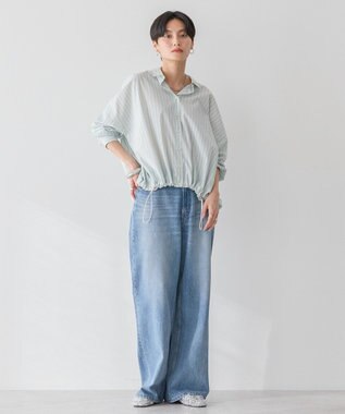 AMERICAN HOLIC シアードローコードシャツ Stripe Green