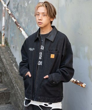 WEGO 【ユニセックス着用ITEM/MLサイズ展開】ワーカーズZIPデニムジャケット デニムブラックソノタ