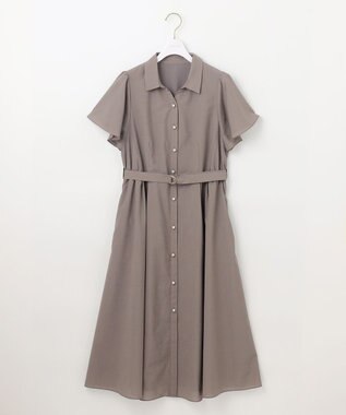 ANY SIS 【洗える】ビューティフレア シャツワンピース モカ