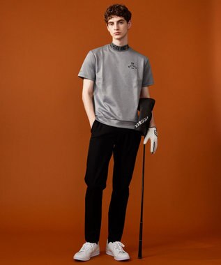 23区GOLF 【MEN】【吸水速乾・UVケア】衿ロゴ モックネックシャツ ライトグレー系