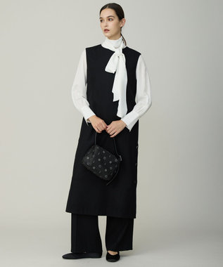 ICB ウォッシャブルライトウール ストレートパンツ ブラック