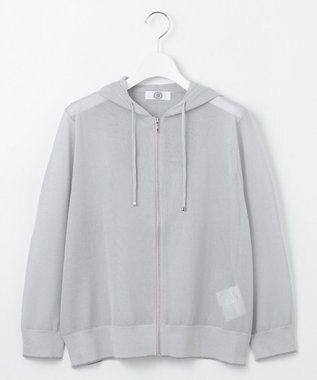 J.PRESS LADIES L 【WEB限定カラーあり・洗える】SHEER LIGHT KNIT ラメ パーカー 【WEB限定カラー】グレイッシュブルー系