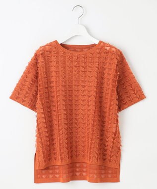 自由区 S 【セットアップ対応・洗える】シアーカットジャカード ニット グラムレッド