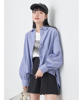 earth music&ecology ＴＲキュプラドロストシャツ Blue