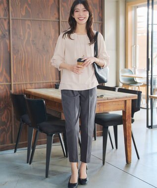 Tiaclasse 【小倉優子さん着用・洗える】カラーテーパードパンツ チャコールグレー