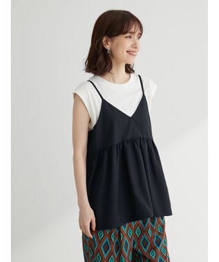 Green Parks 切替ギャザーキャミソール Black