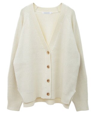 AMERICAN HOLIC バイパチラメ入りＶネック片畦ニットカーディガ Ivory