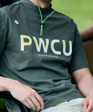 PW CIRCULUS 【吸水速乾 / UV遮蔽率99% UVカット / ストレッチ】【MEN】バックメッシュポケットモックT ゴルフ カーキ系