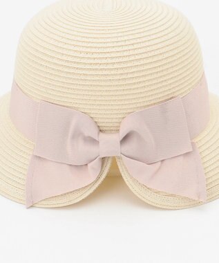 ANY KIDS ウオッシャブル後ろ割れリボンハット ホワイト×ピンクリボン