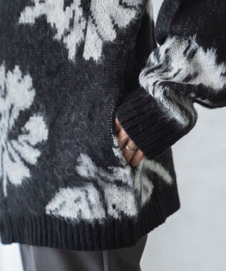 WEGO モヘアライク総柄BIGカーディガン 柄4