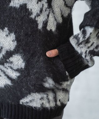 WEGO モヘアライク総柄BIGカーディガン 柄4