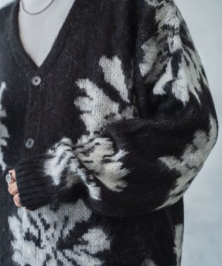 WEGO モヘアライク総柄BIGカーディガン 柄4