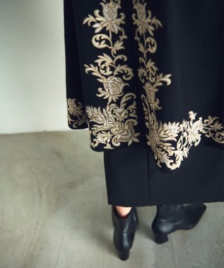 GRACE CONTINENTAL 刺繍ウールコート ブラック
