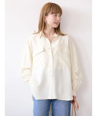 AMERICAN HOLIC 接触冷感Ｗポケット袖タックシャツチュニック Ivory