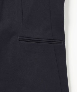 J.PRESS LADIES 【セットアップ対応・洗える・抗菌防臭】T/Cポンチ ノーカラー ジャケット ネイビー系