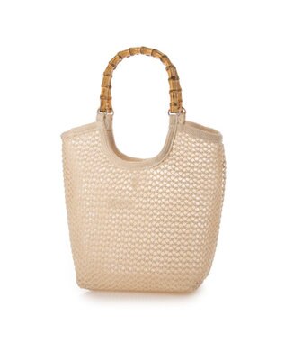 UNBILLION カシュカシュ cachecache / 雑材風バンブーハンドル手提げトート アイボリー